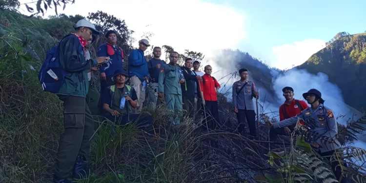 Photo: A joint firefighting team at Bukit Pal Jepang, Suela Village, East Lombok, West Nusa Tenggara (NTB), Saturday (June 27, 2026). Photo credit: East Rinjani Forest Management Unit (KPH).