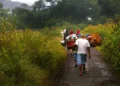 Photo of Porters helping to carry goods on Mount Rinjani