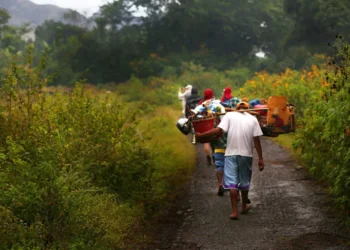 Photo of Porters helping to carry goods on Mount Rinjani