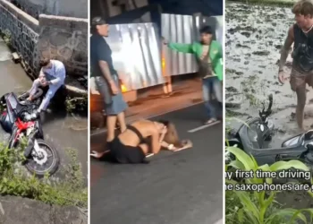 Photo collage of motorbike accidents involving tourists in Bali due to not being able to ride motorbikes (HEY BALI)
