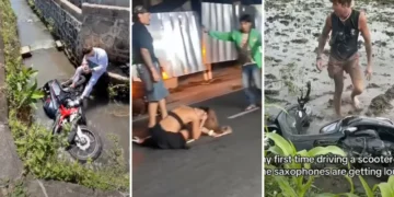 Photo collage of motorbike accidents involving tourists in Bali due to not being able to ride motorbikes (HEY BALI)