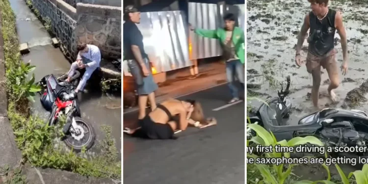 More Asian Tourists Are Renting Scooters in Bali. Local Authorities Are Worried 37 Photo collage of motorbike accidents involving tourists in Bali due to not being able to ride motorbikes (HEY BALI)