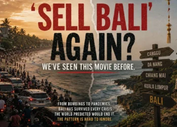 'Sell Bali' Again? We've Seen This Movie Before. 40 Crowded traffic and packed beaches in Bali contrasted with the island's enduring cultural identity, illustrating ongoing debates about overtourism, rising costs, and the future of Bali as a global destination.