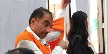 British national Baath Jarnail Singh (52) wears a prisoner's vest after a hearing where prosecutors presented their sentencing demands at the Denpasar District Court, Bali, on Tuesday (July 28, 2026). ANTARA/Rolandus Nampu