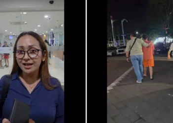 The photo on the left shows MBC's legal counsel, Florentina, and the photo on the right shows MBC after undergoing an examination at Murni Teguh Hospital, Kuta, Bali, on July 3, 2026 (Hey Bali News).