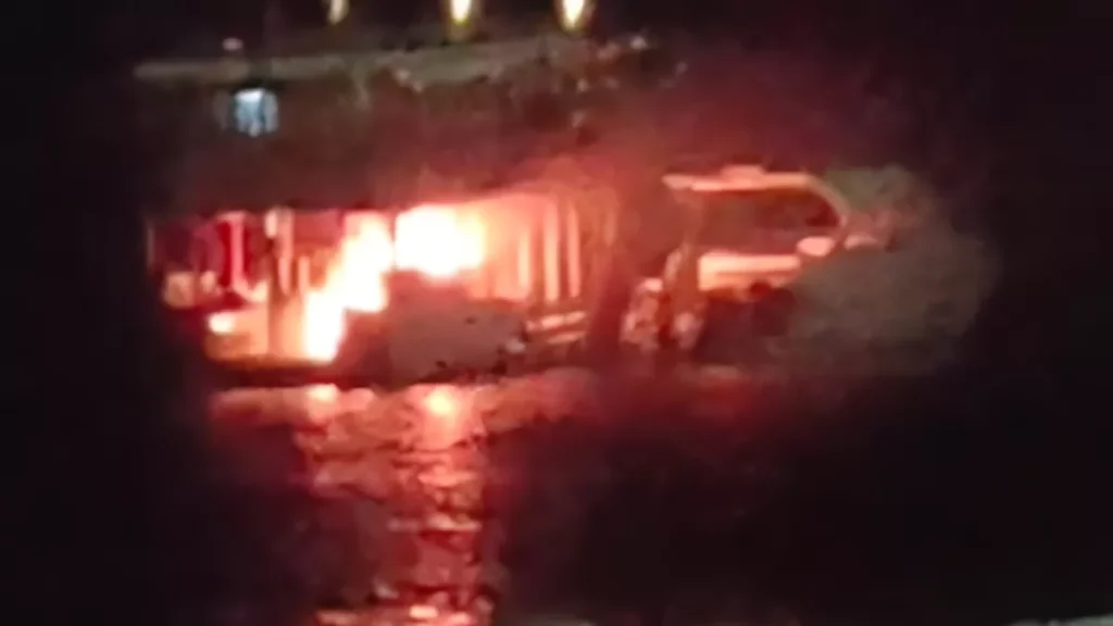 Photo: Screenshot of the *Somerdive* phinisi boat on fire in the waters off Labuan Bajo, West Manggarai, early Tuesday morning (July 14, 2026).