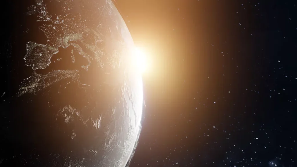 Illustrative photo of Earth orbiting the Sun.