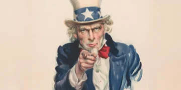 Artist James Montgomery Flagg’s depiction of Uncle Sam for a 1917 recruitment poster. Image via Library of Congress