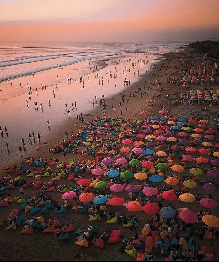 Seminyak beach at sunset Moment - Drone Photo