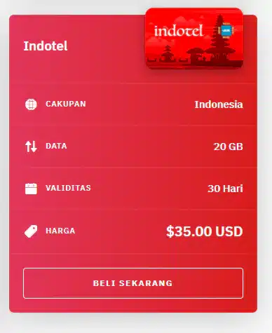 screenshot of airalo offer for esim bali 20 GB