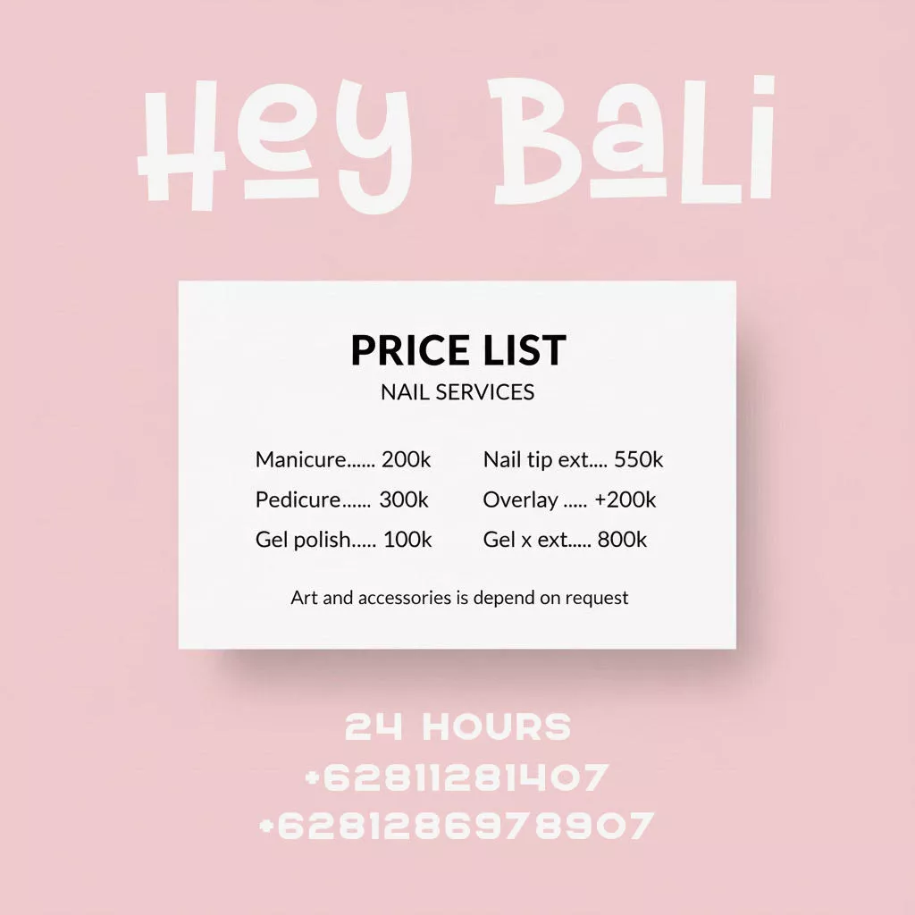 Bali Nail Home Service Pricelist